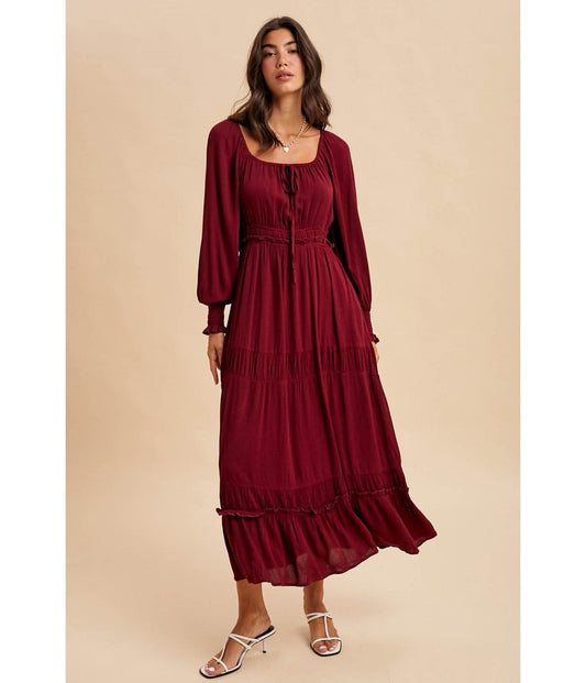 Merlot Square Neck Maxi Dress