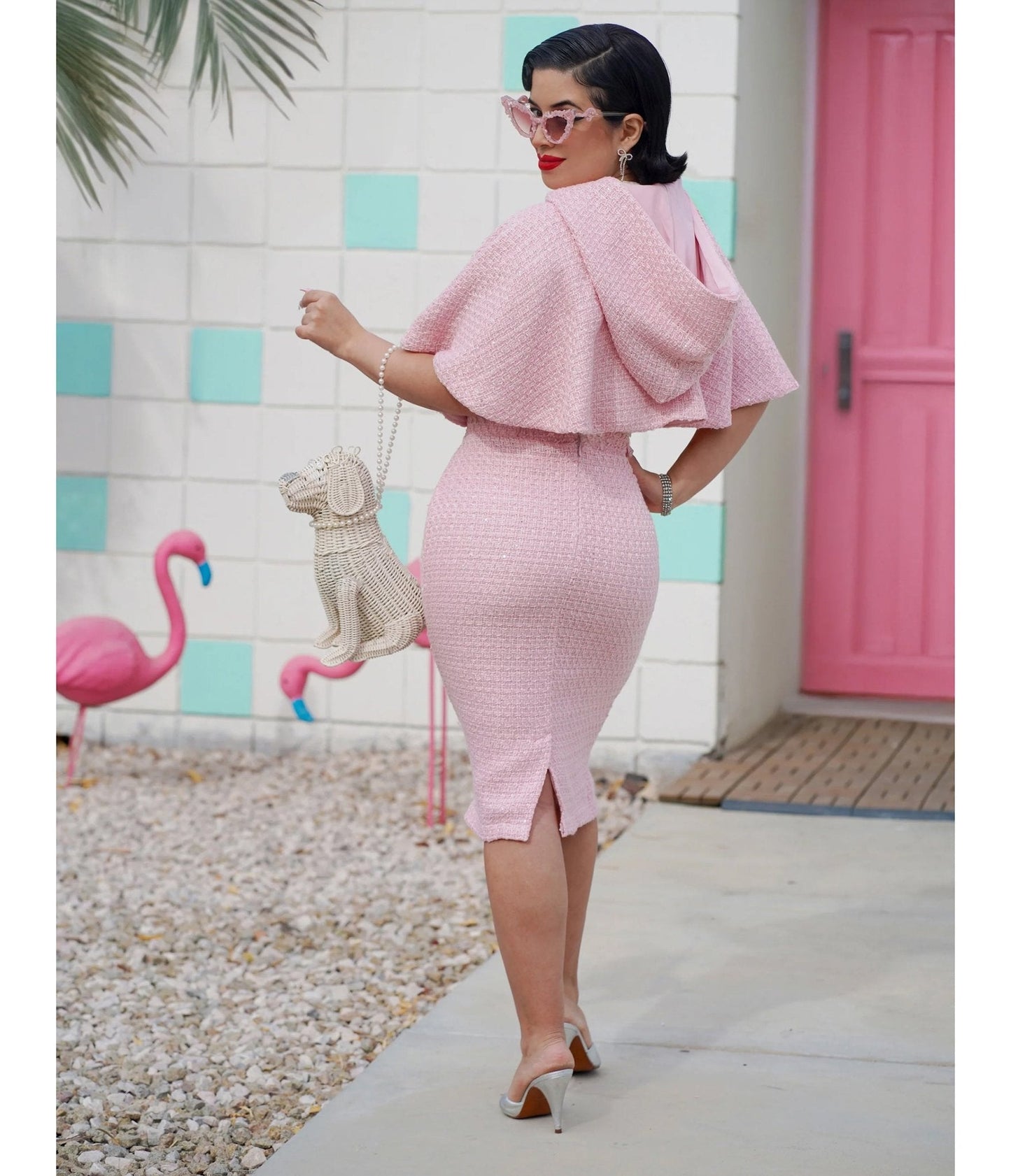 Pink Sequin Tweed Helena Capelet Set