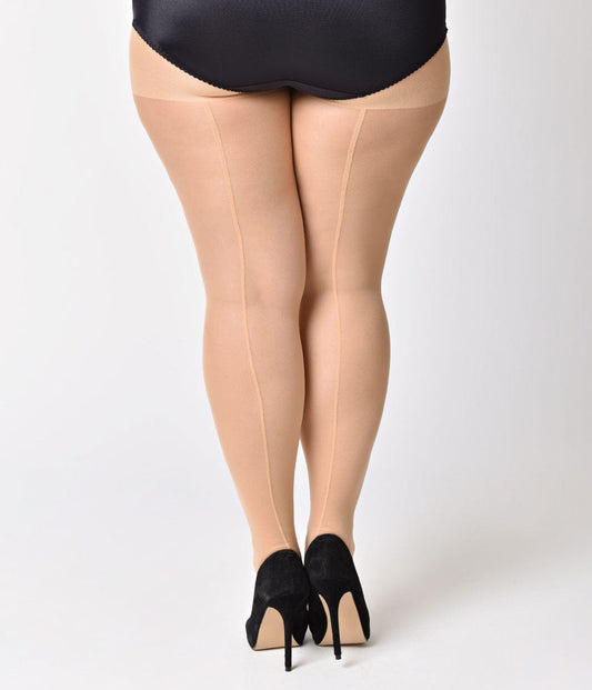 Leg Avenue Plus Size Nude Sheer Backseam Pantyhose