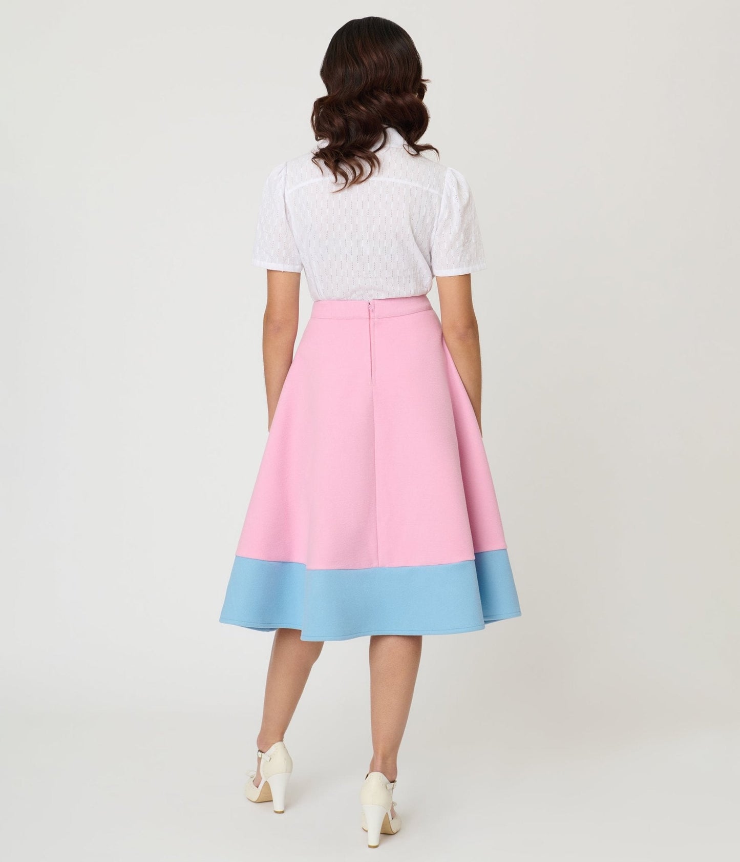 Unique Vintage Pink & Blue Bunny Soda Shop Swing Skirt