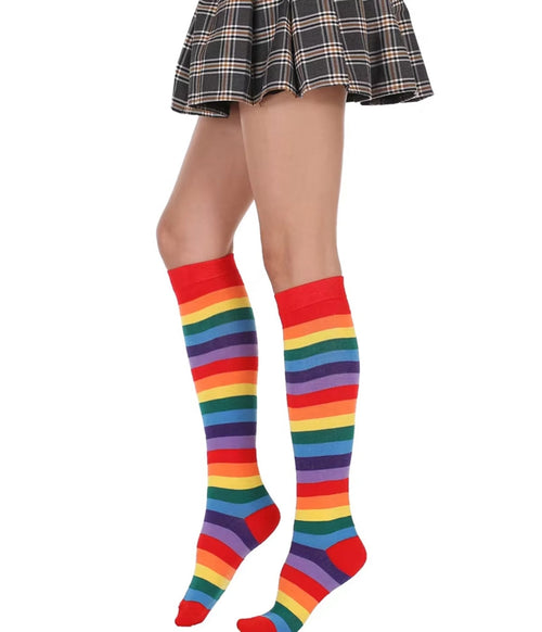 Rainbow Stripe Knee High Socks