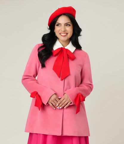 Smak Parlour Pink & Red Bows Topper Coat