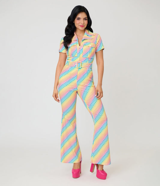Smak Parlour Rainbow Hearts Flare Jumpsuit