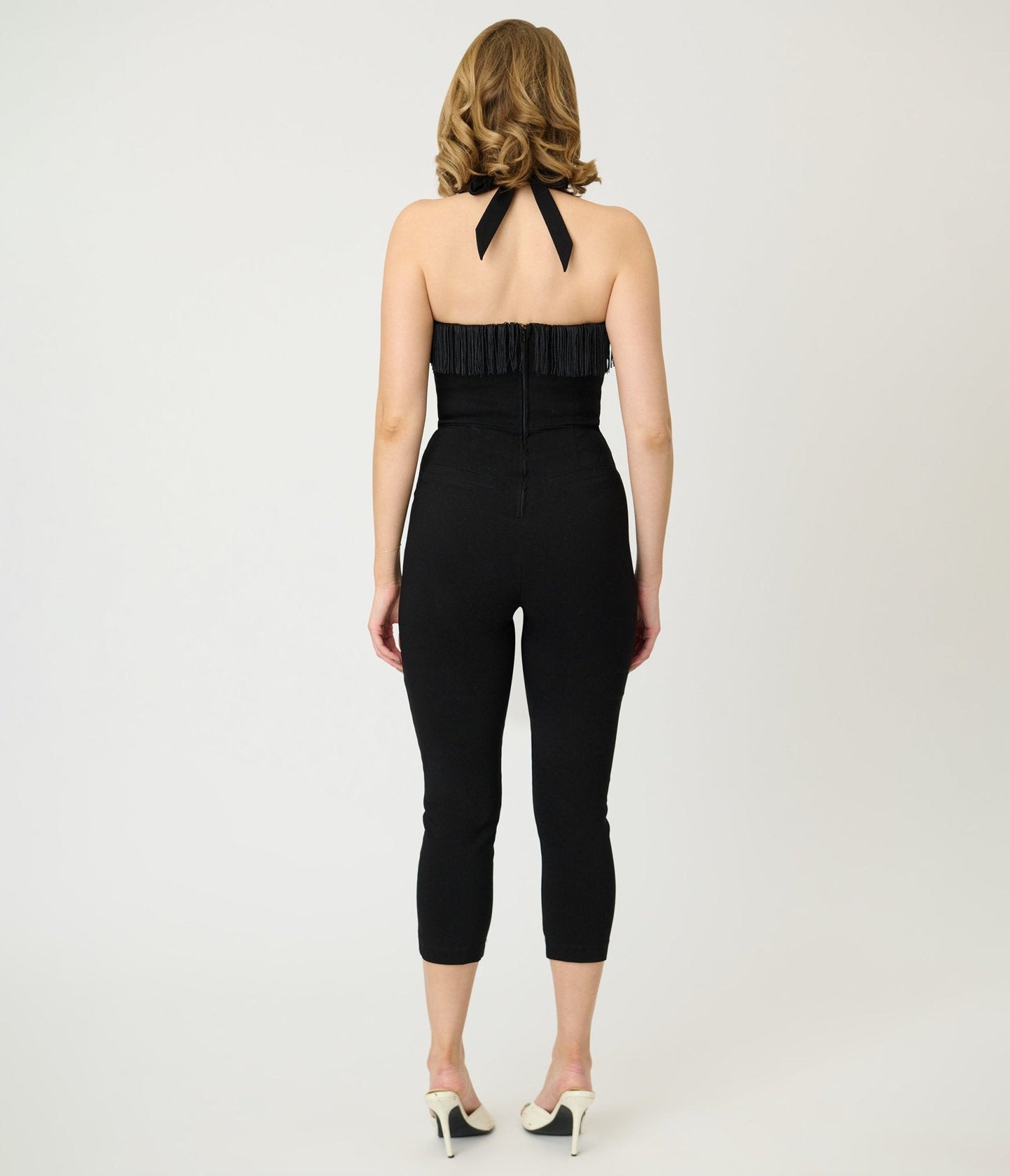 Unique Vintage Black & White Western Maines Jumpsuit