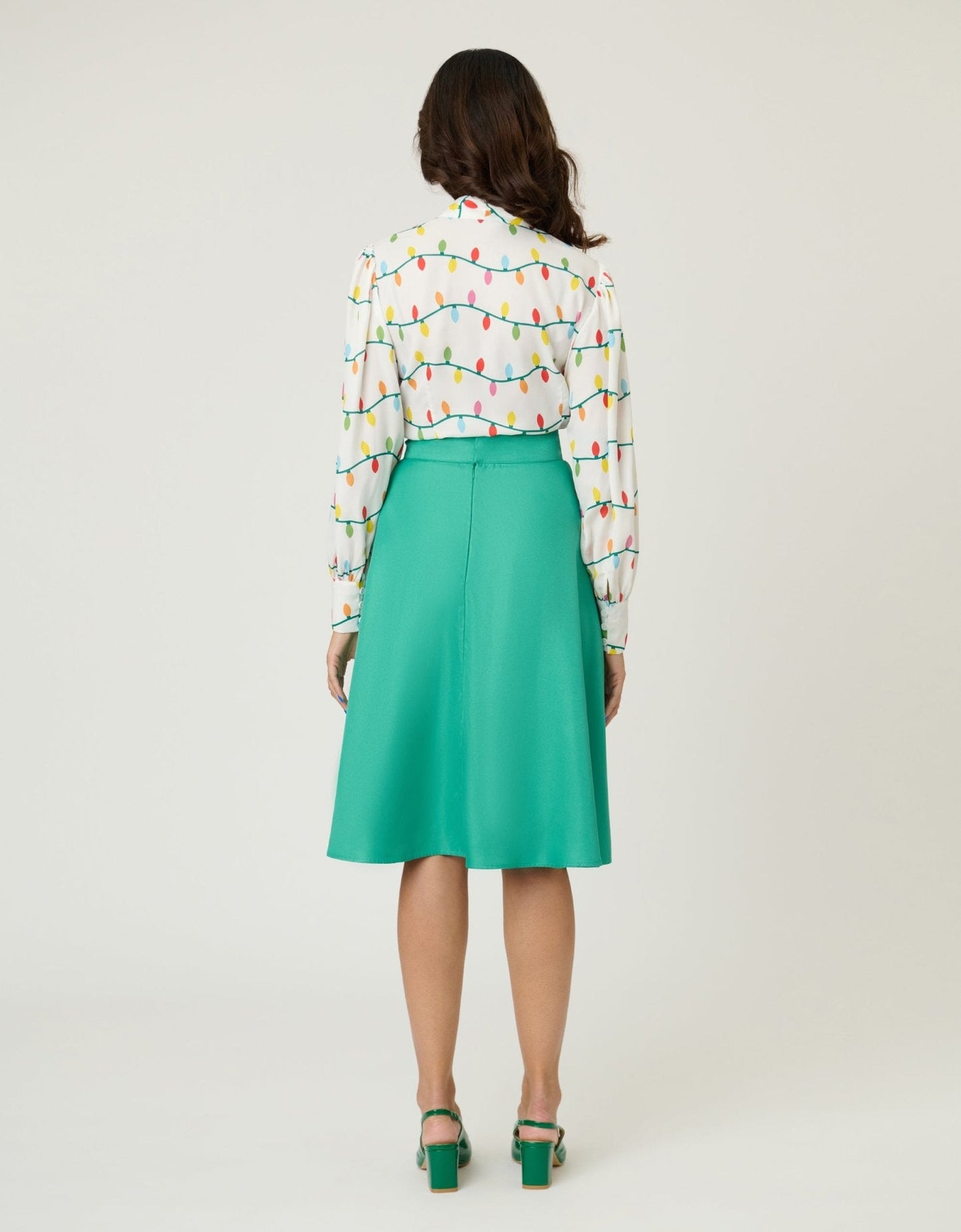 Unique Vintage Green High Waist Vivien Swing Skirt
